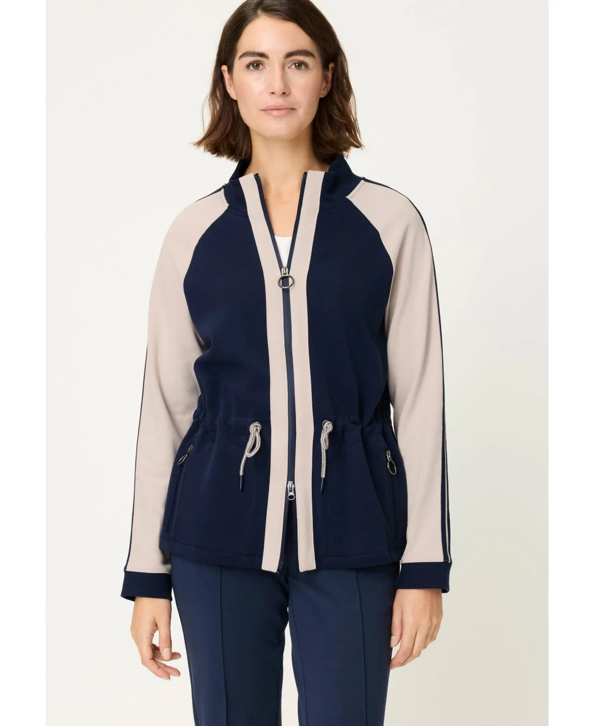 Jersey Knit Zip Front Jacket by Olsen