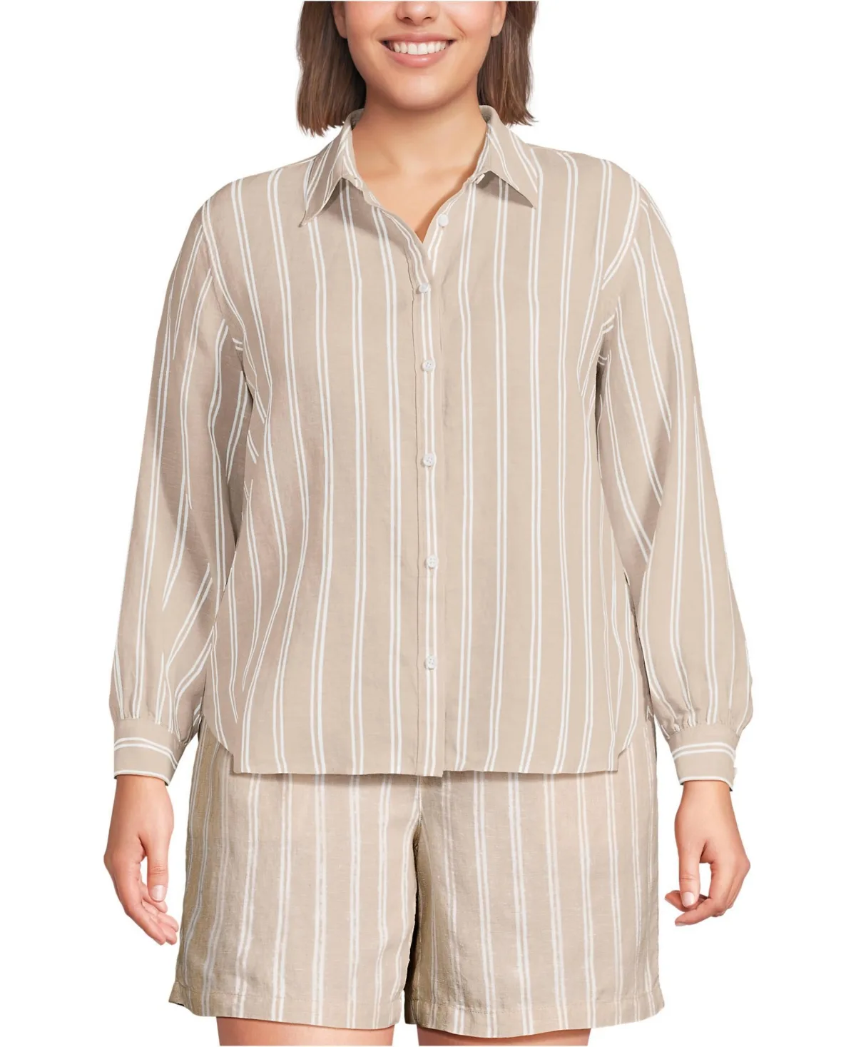 Linen Long Sleeve Feminine Shirt by Lands' End