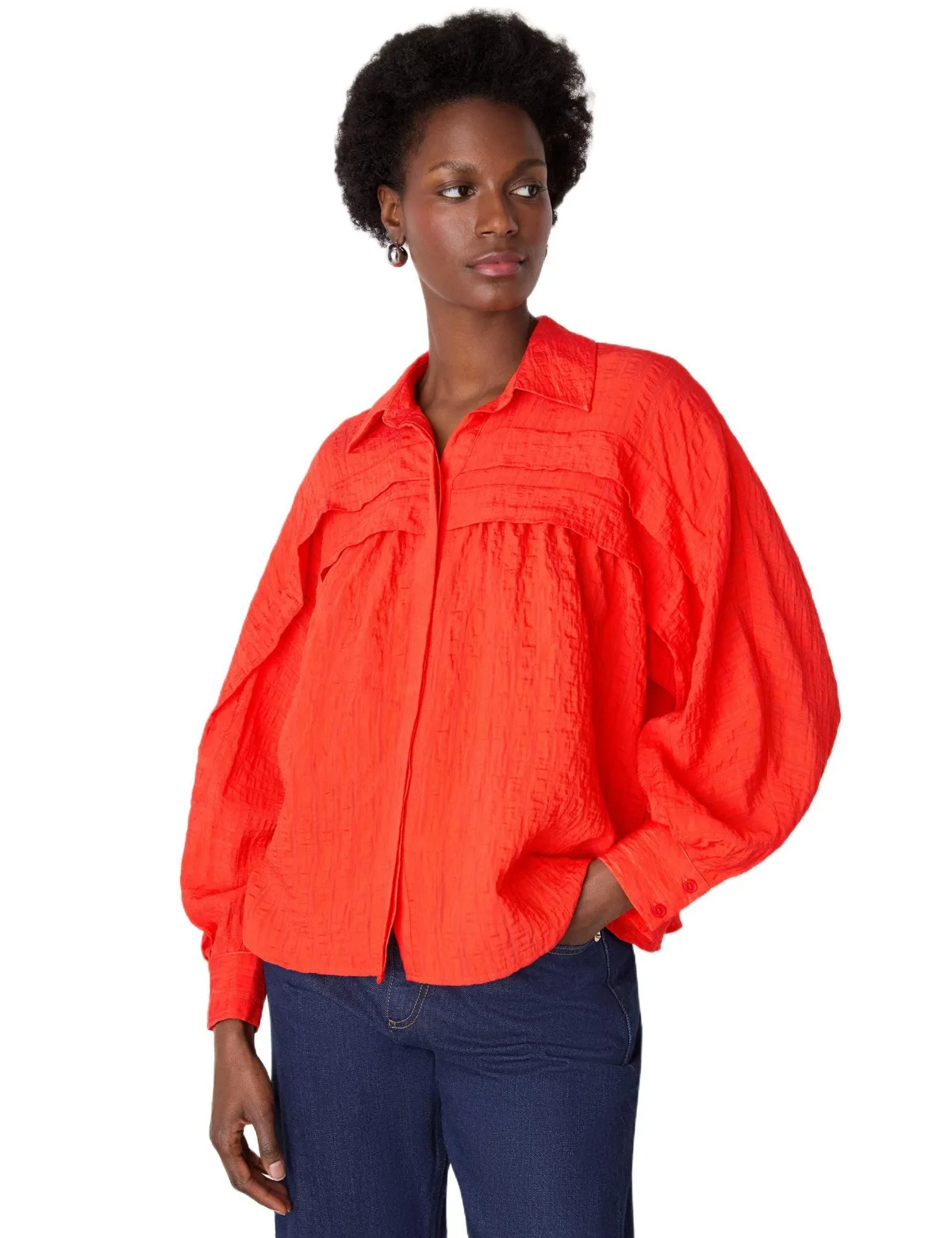 Textured Frill Detail Blouse by Whistles