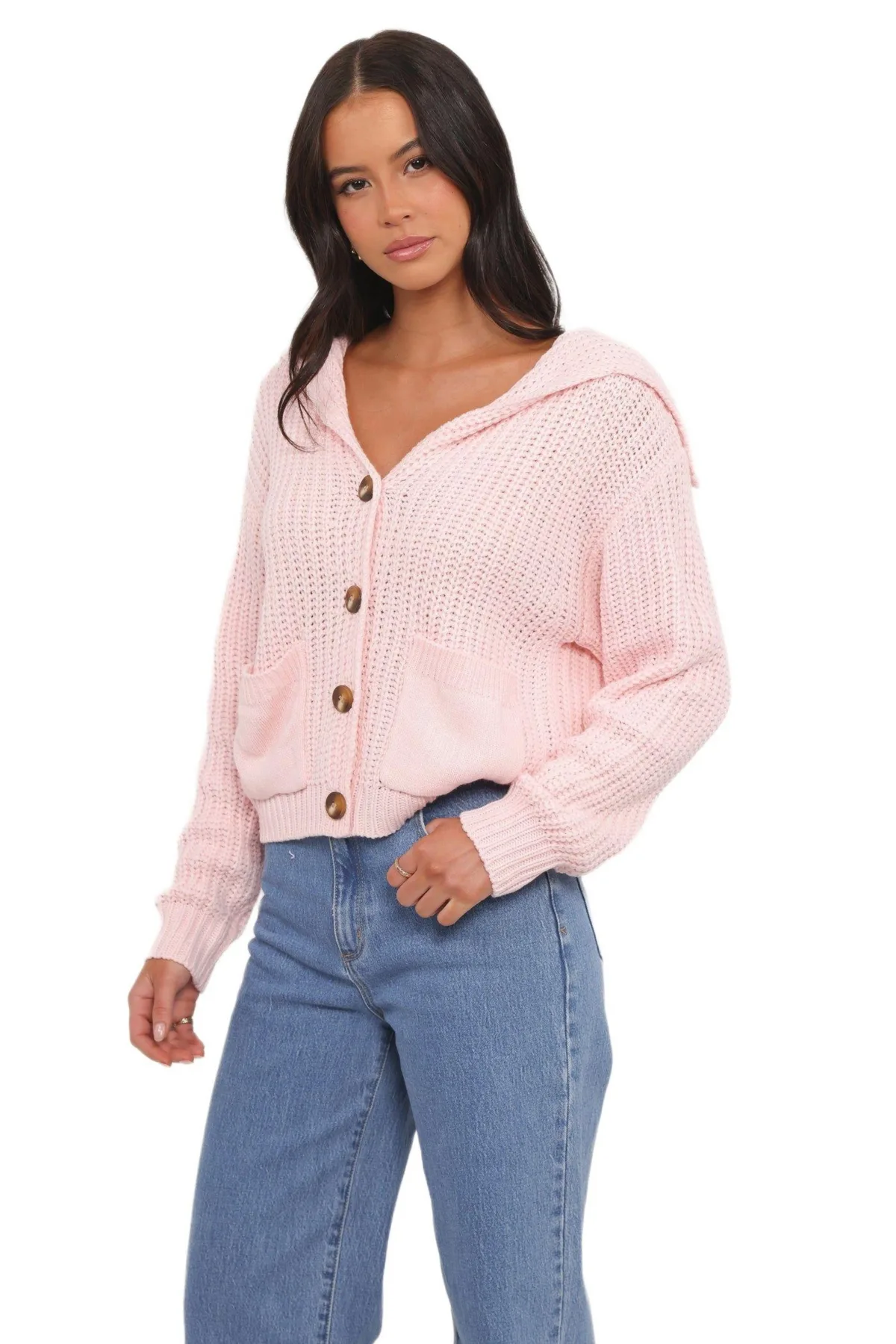Amelia Oversize Collar Button Cardigan by Petal And Pup