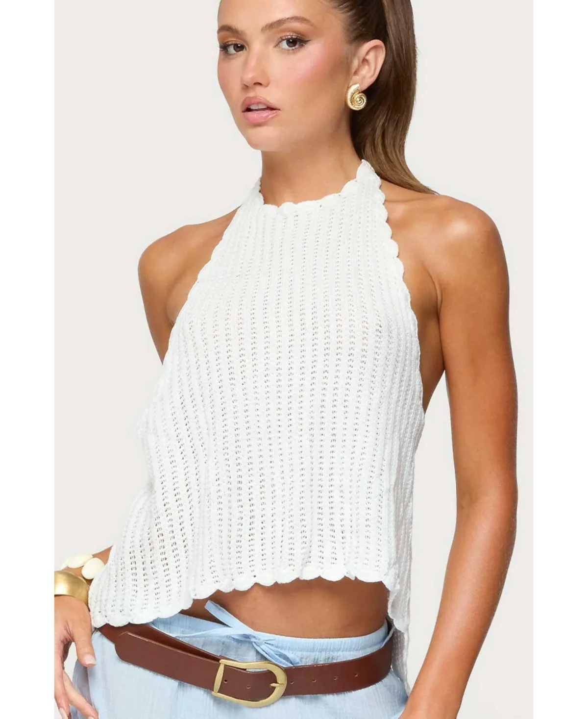 Ivey Backless Crochet Halter Top