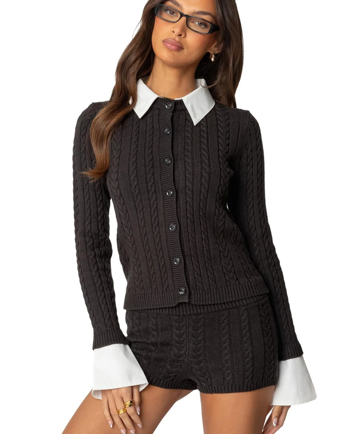 Avey Detachable Cuff & Collar Cardigan by Edikted