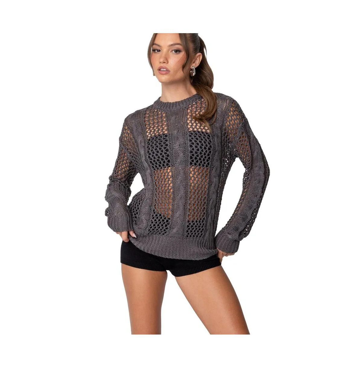 Cable Open Knit Sweater by Edikted