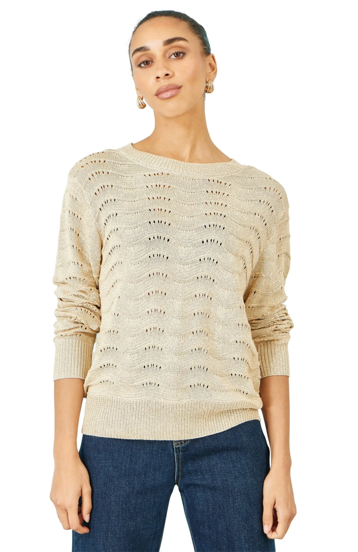 Wave Metallic Thread Relaxed Jumper by Yumi