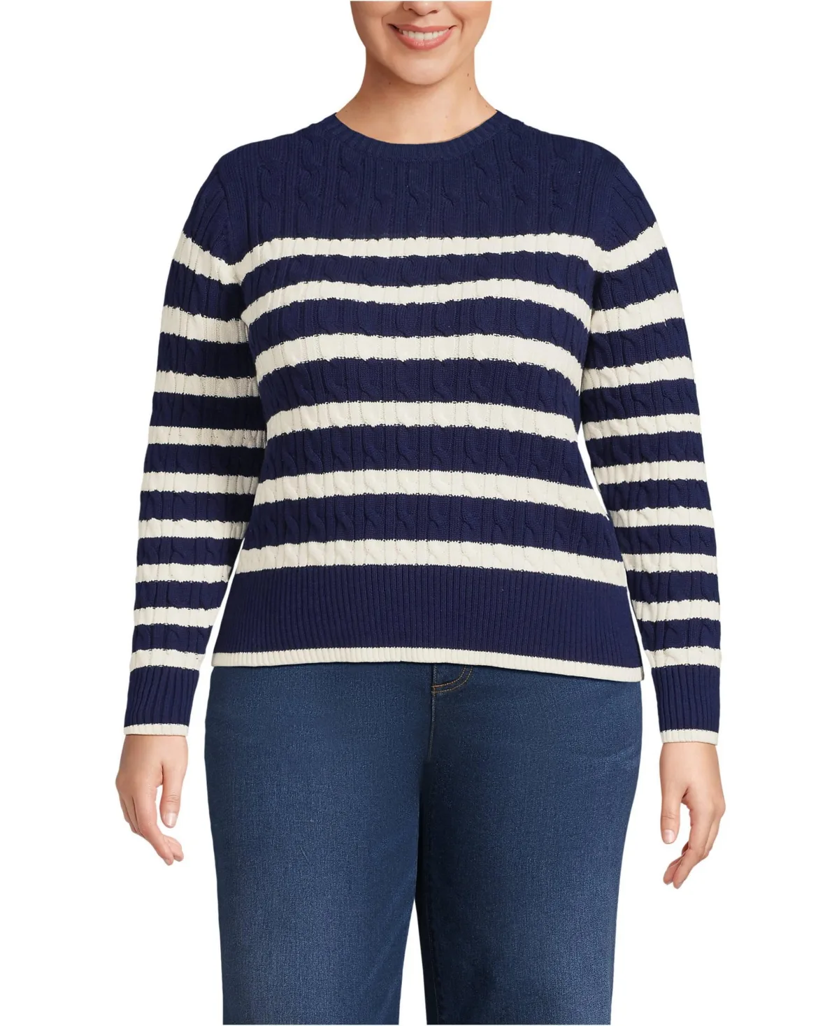 Drifter Modern Cable Crew Sweater by Lands' End
