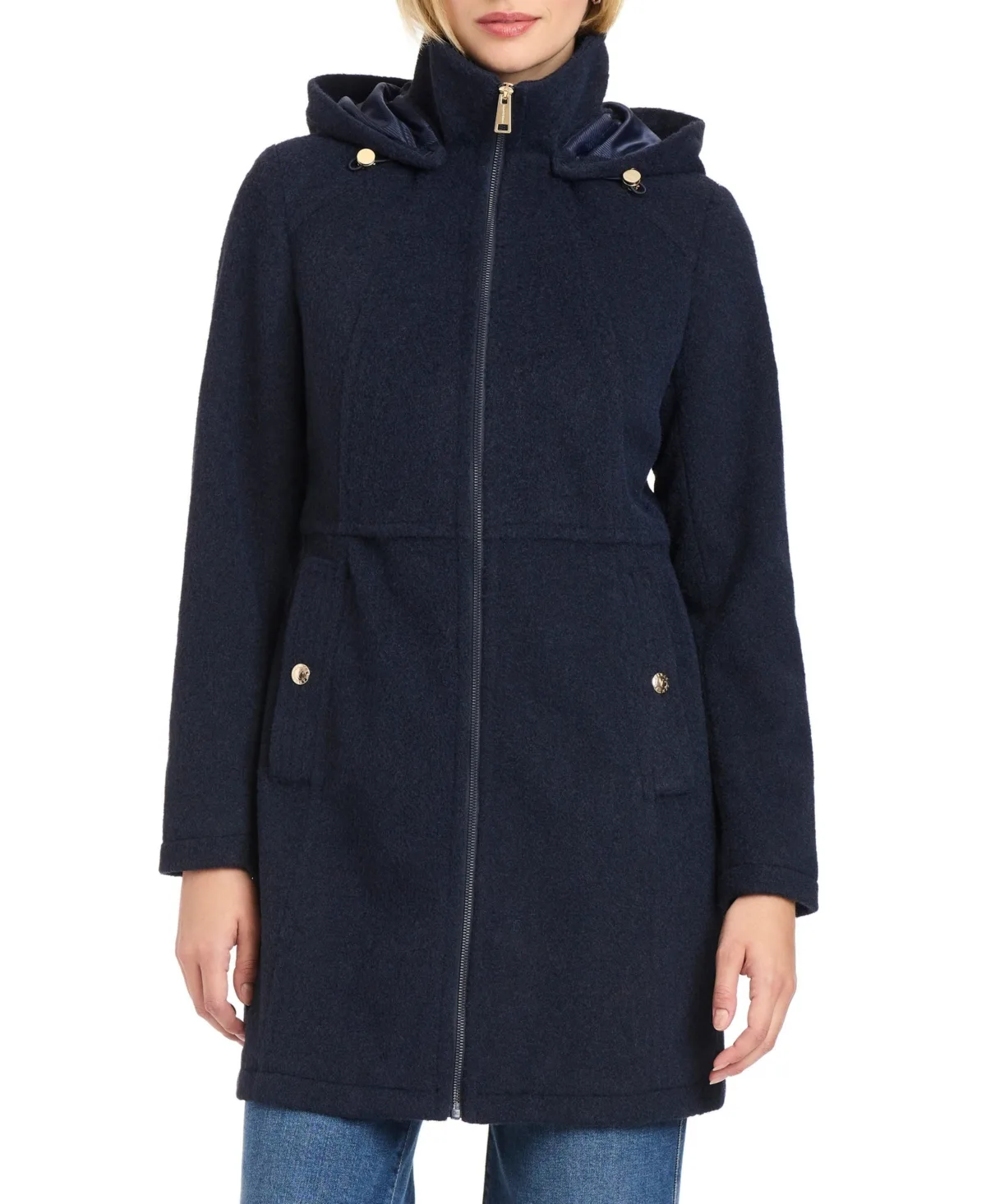 Zip Front Walker Coat with Detachable Hood by Vince Camuto