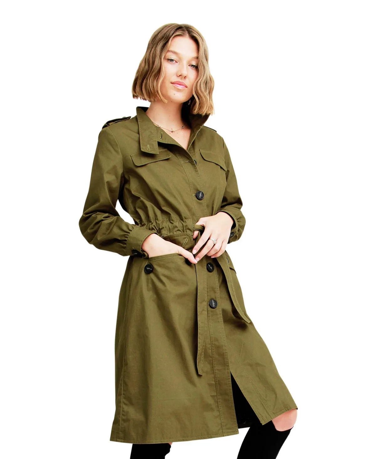 Carlisle Button Front Trench Coat by Belle & Bloom