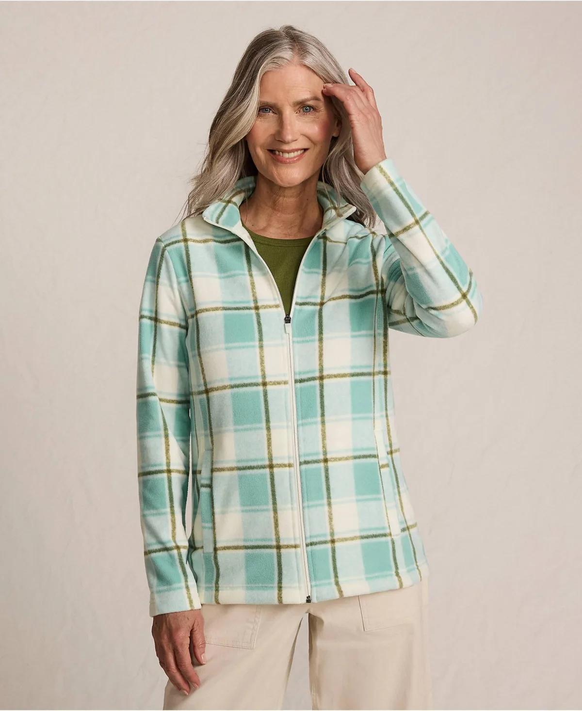Anyweather Fleece Full Zip Print Jacket by Lands' End