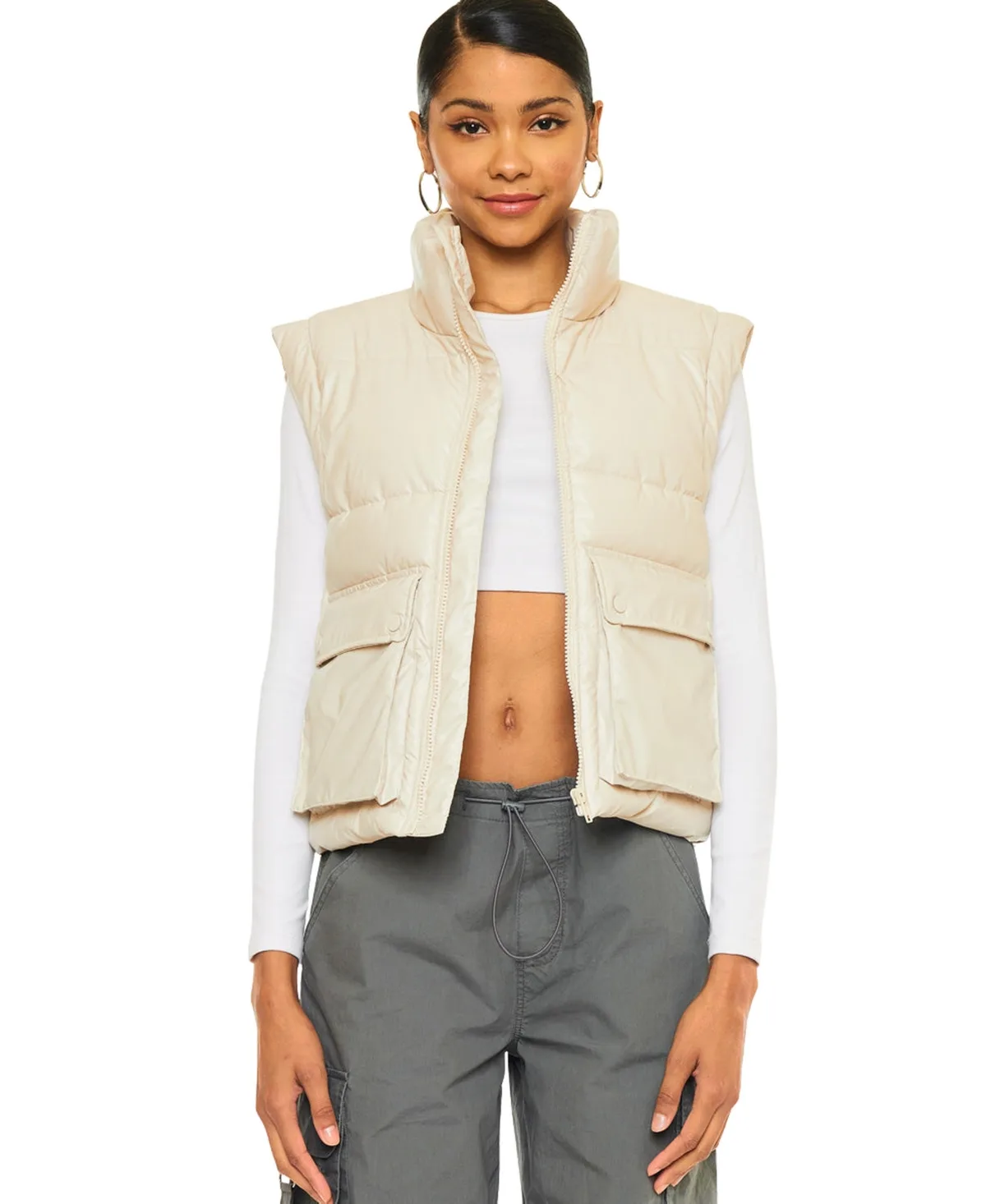 Frida Cropped Puffer Vest by Kancan