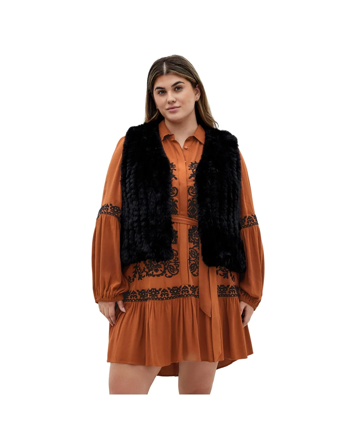 Eve Faux Fur Vest by City Chic