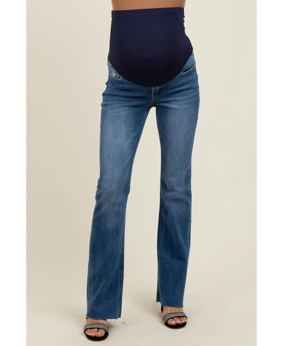 Distressed Raw Hem Bootcut Jeans by Pinkblush