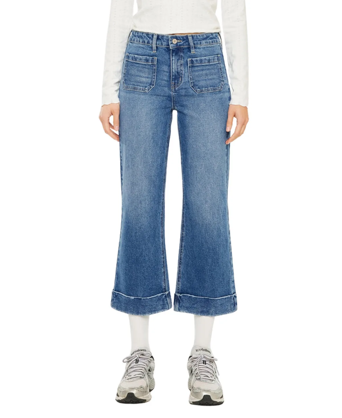 Angelina High Rise Crop Flare Jeans by Kancan