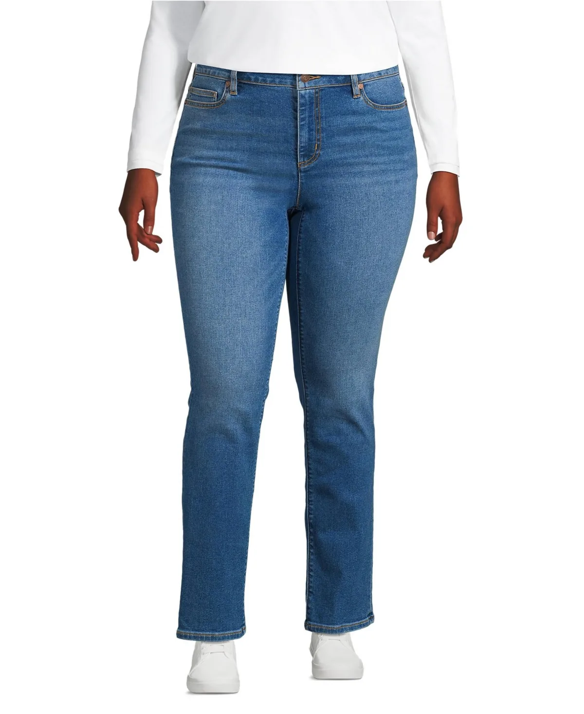 Mid Rise Straight Leg Jeans by Lands' End
