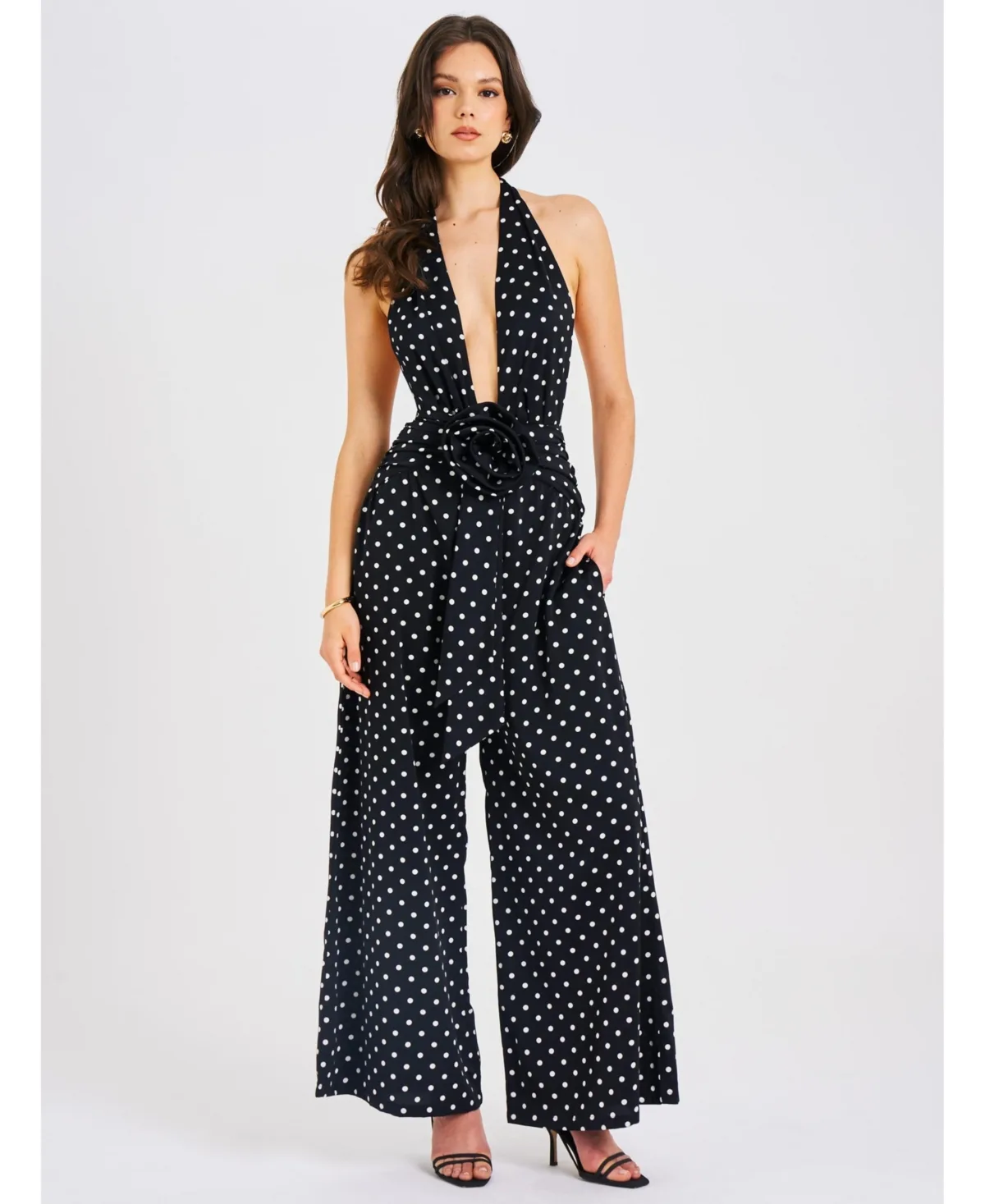 Oriana Polka Dots Halter Jumpsuit