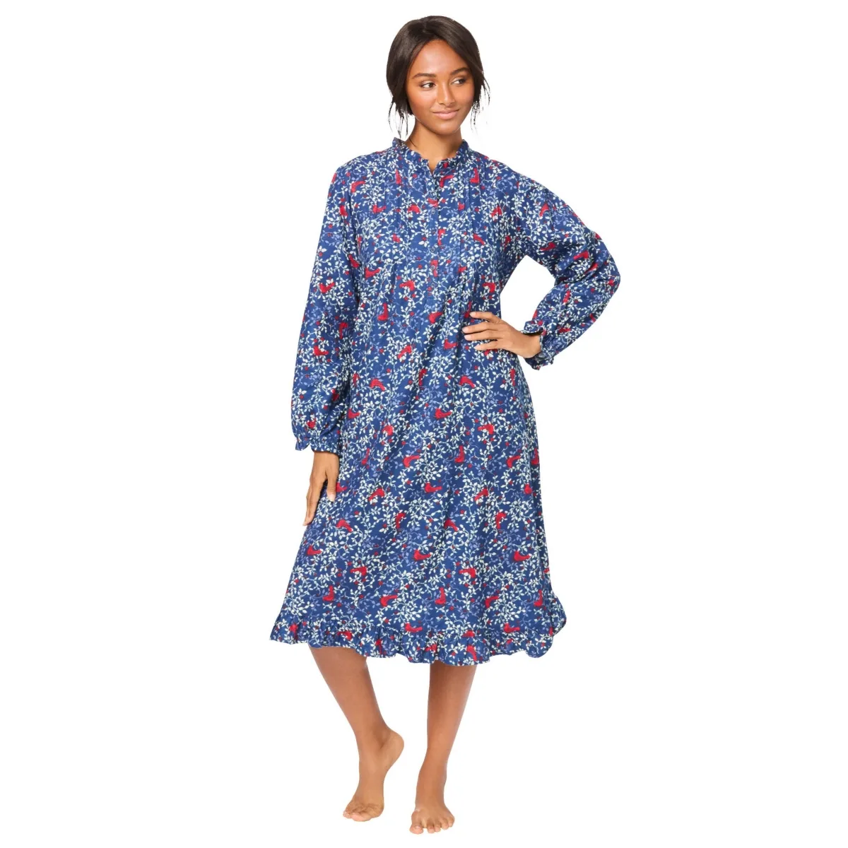 Cotton Flannel Print Short Gown by Only Neccessities