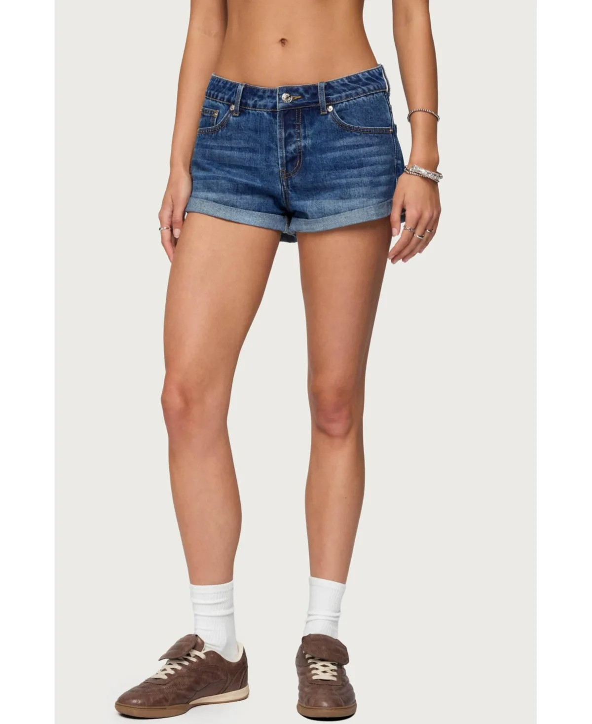 Rylin Low-Rise Denim Shorts by Edikted