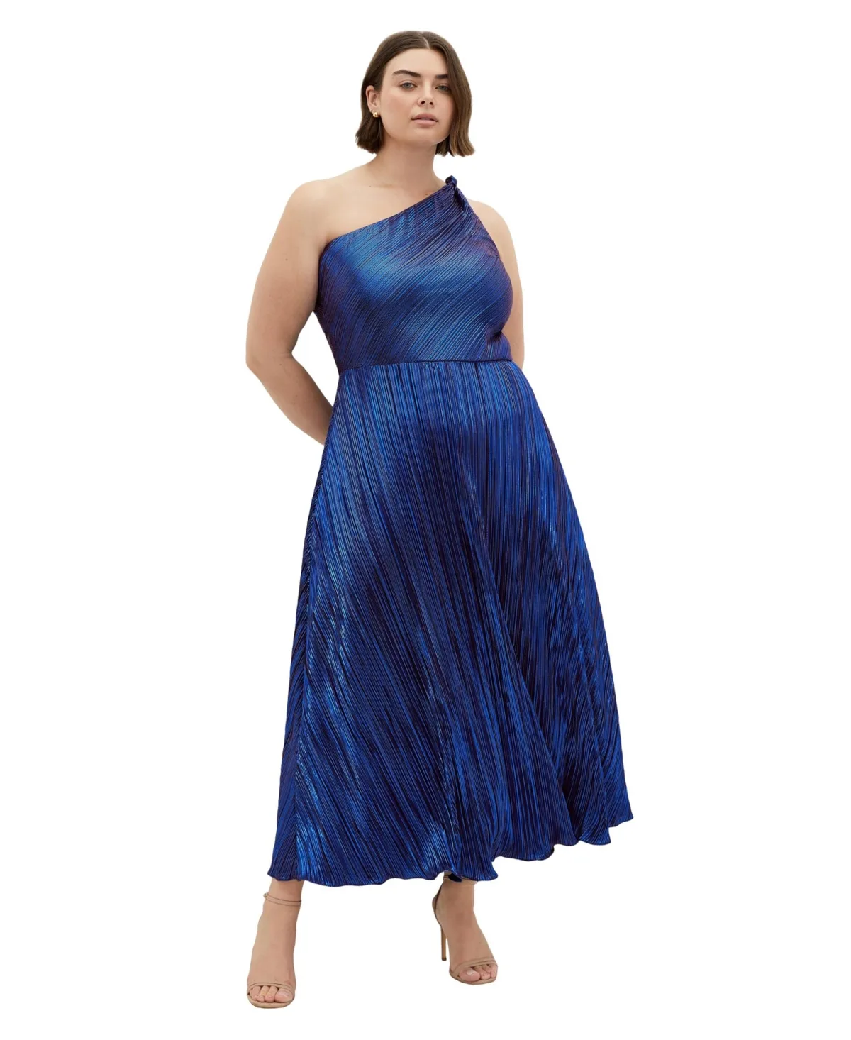 Kamila One Shoulder Metallic Dress by City Chic