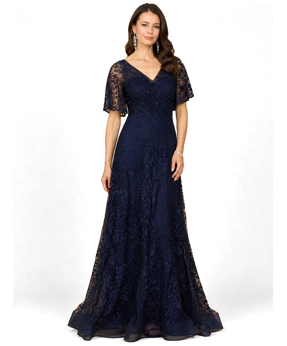 Elegant Cape Sleeve A-Line Gown
