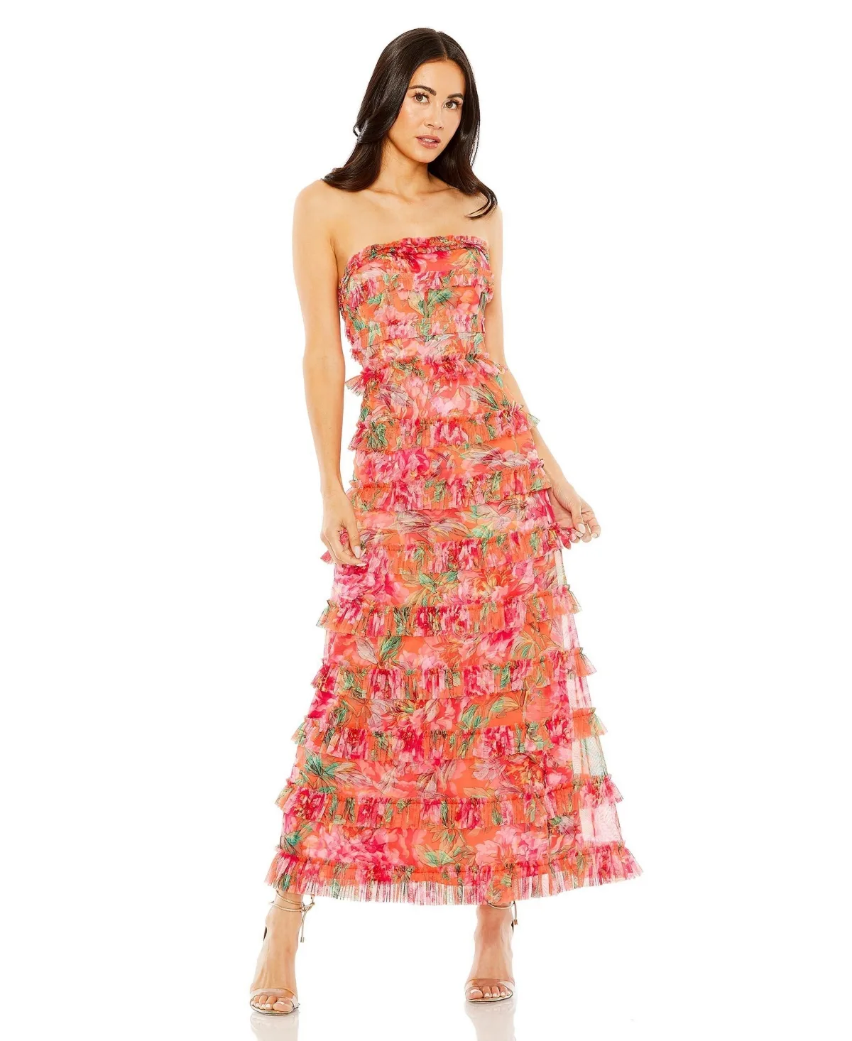Strapless Micro Ruffle Dress by Mac Duggal