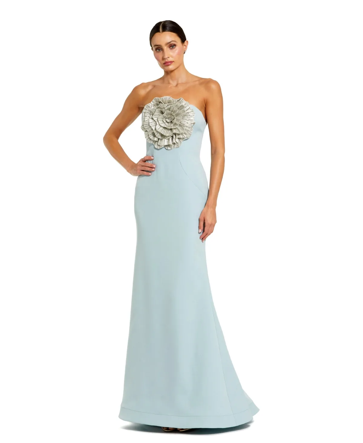 Strapless Crepe Trumpet Gown with 3D Rhinestone by Mac Duggal
