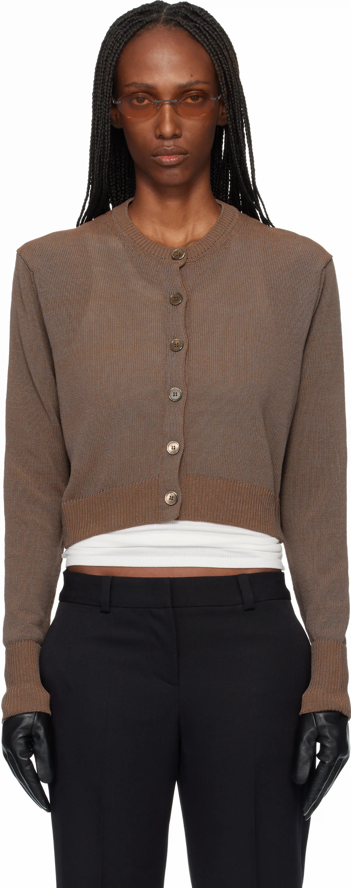 Brown Micro Cardigan