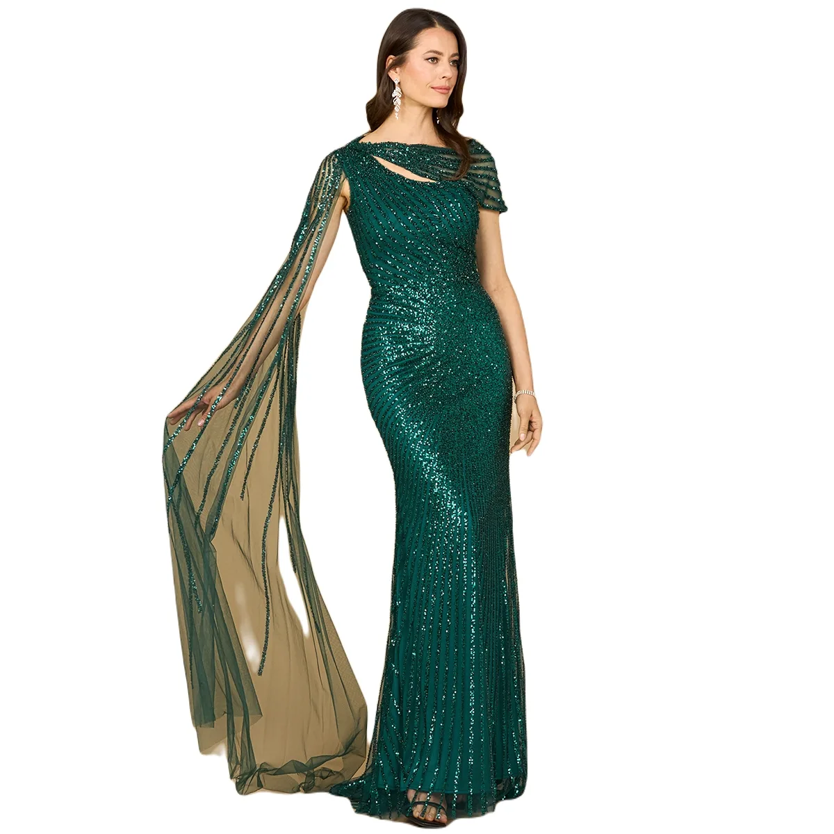 One Shoulder Fitted Gown by Lara