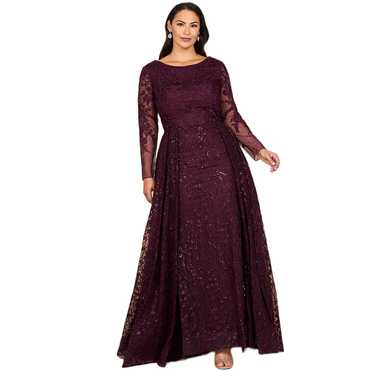 Long Sleeve Gown with Overskirt by Lara