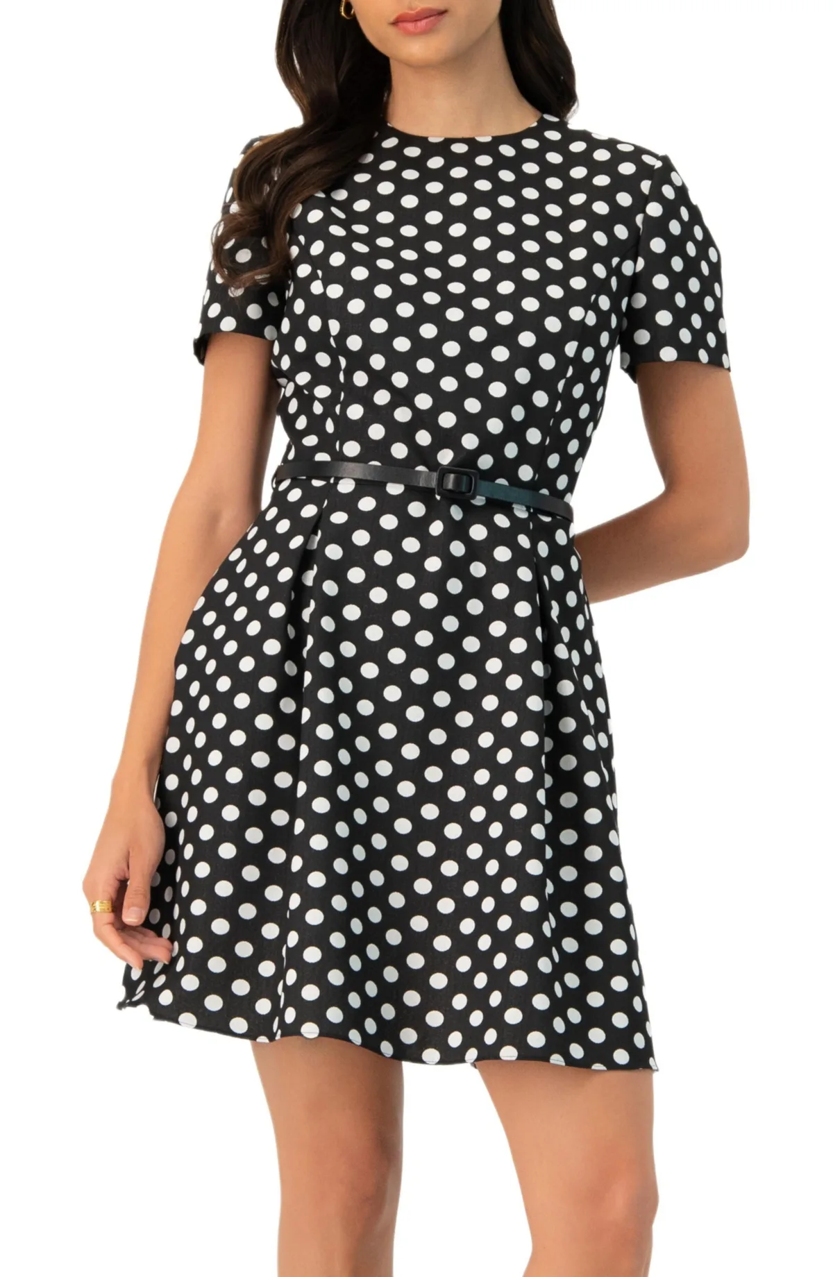 Polka Dot A-Line Short Dress by Ivonne