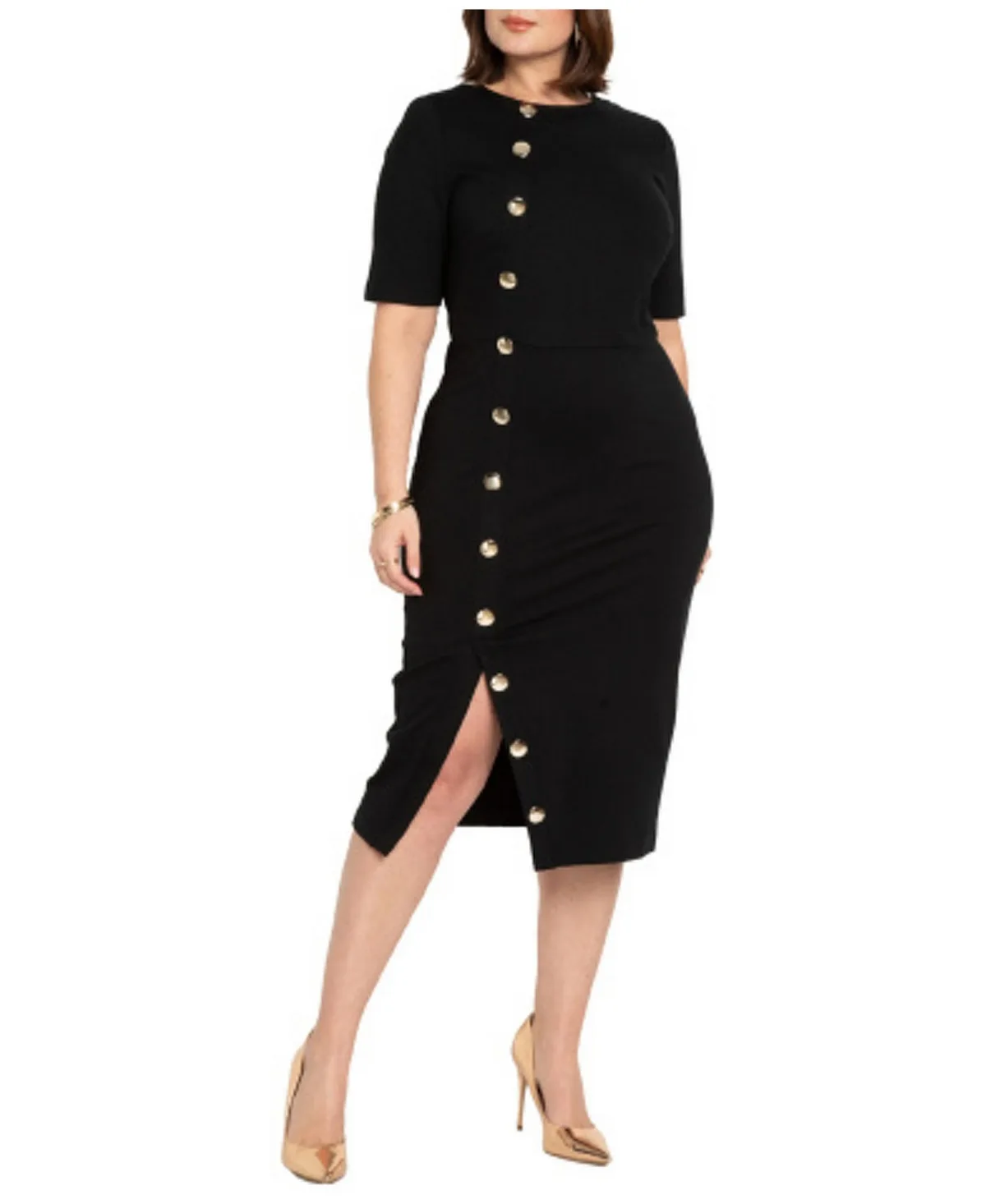 Button Front Workwear Dress by Eloquii