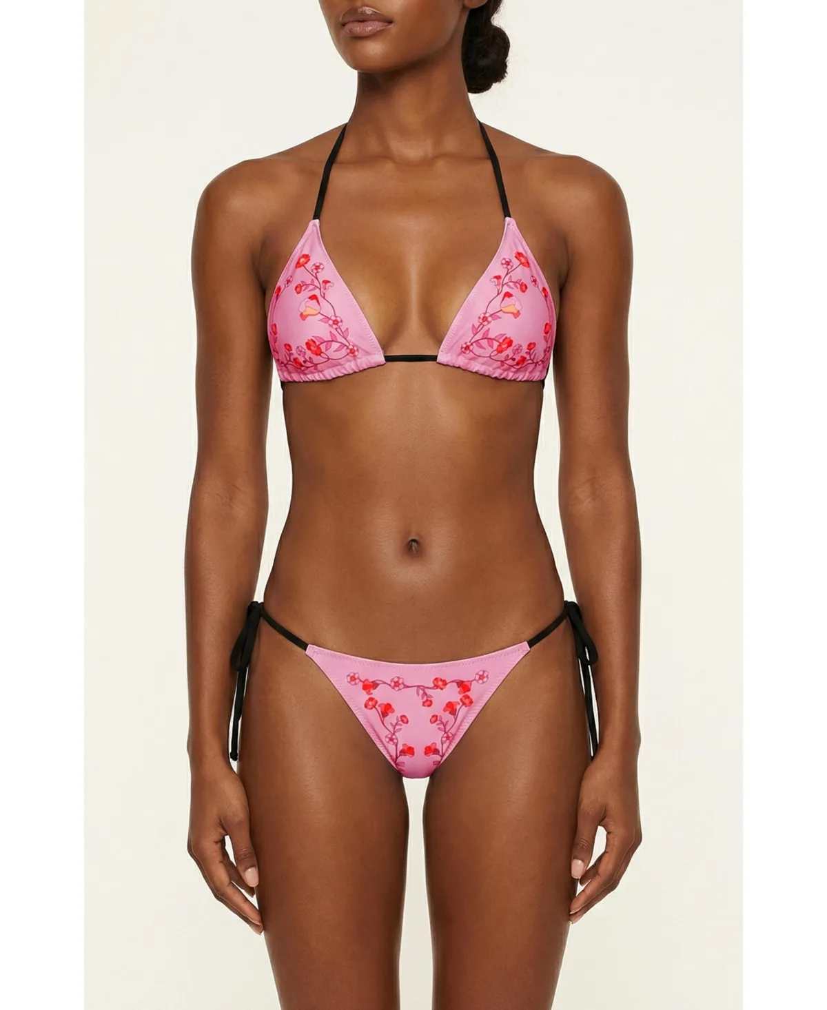 Wild Rose Reversible Triangle Bikini Top by Jessie Zhao New York