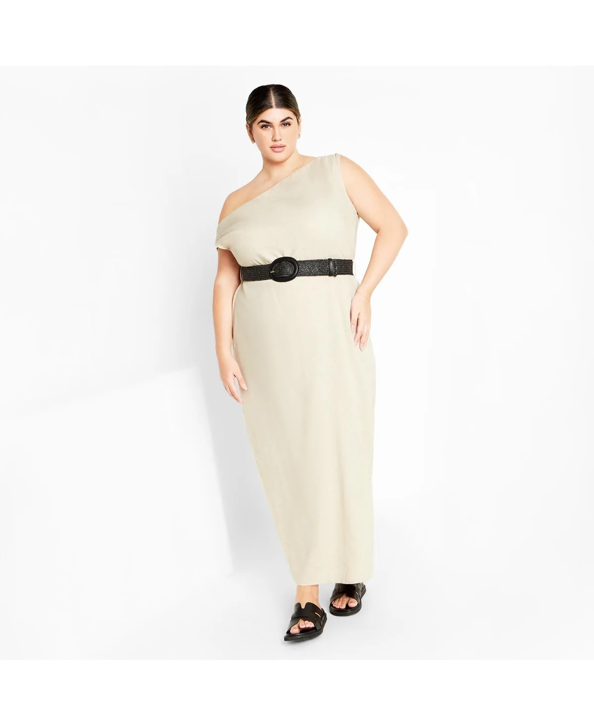 Millie Linen Maxi Dress - Stone by City Chic