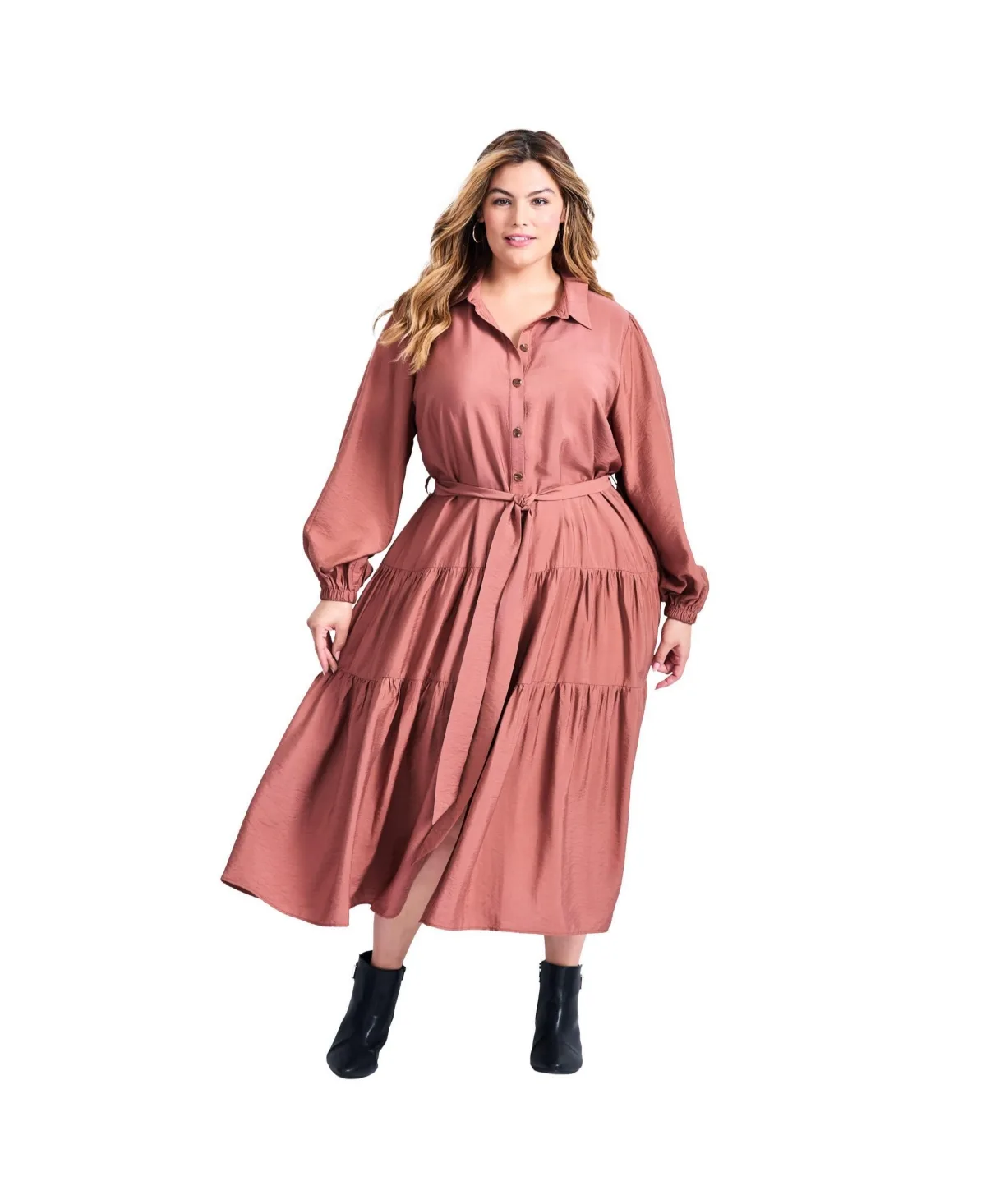 Marianne Tiered Shirtdress by Avenue