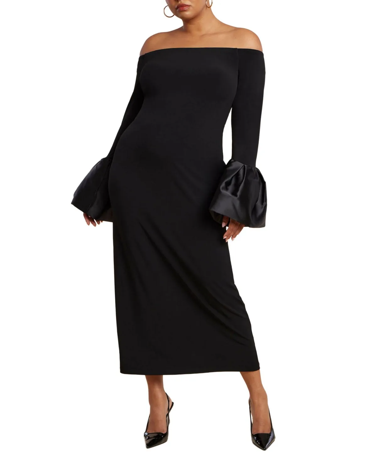Off Shoulder Cuff Detail Maxi Dress by Eloquii