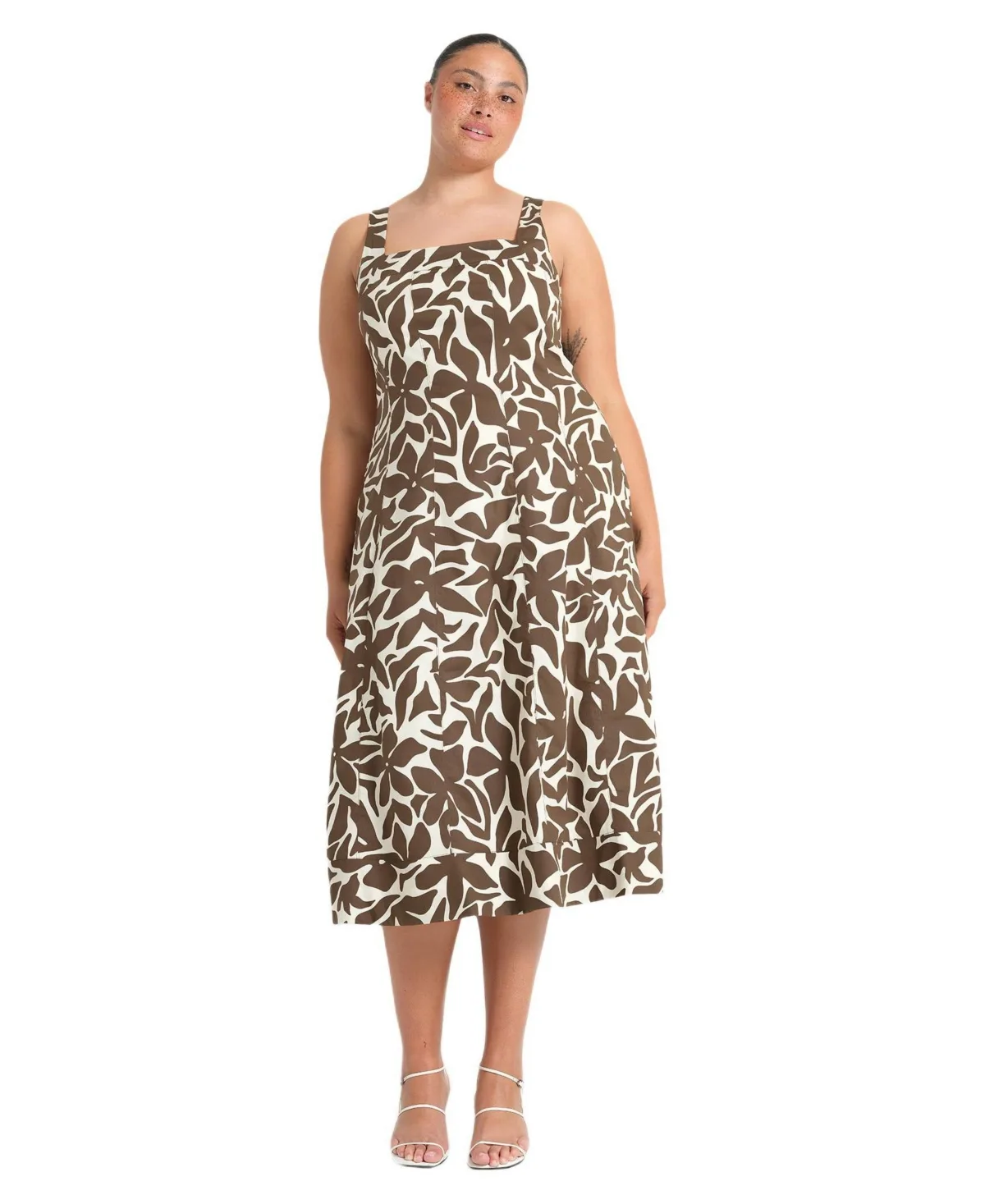 Sylvia Square-Neck Midi Dress by Estelle