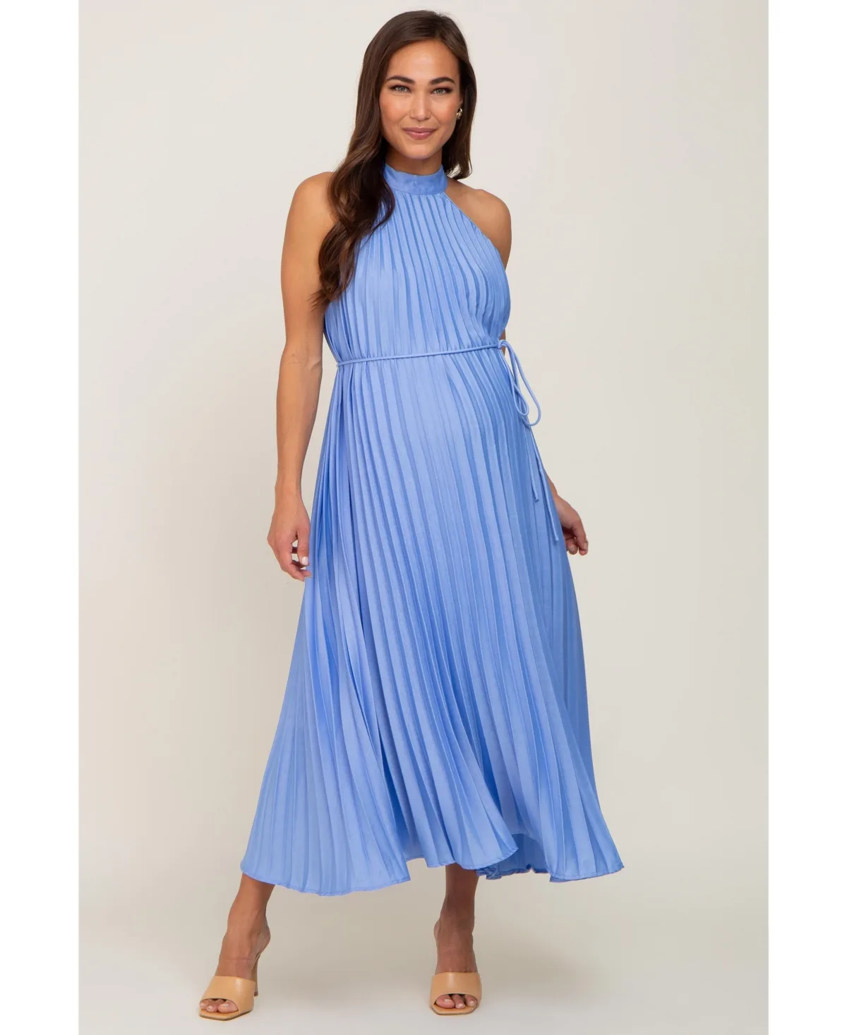 Pleated Halter Dress by Pinkblush