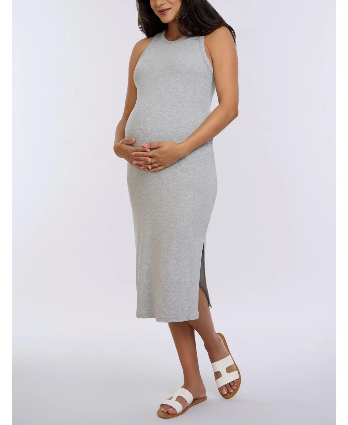Crew Neck Sleeveless Racerback Midi Dress