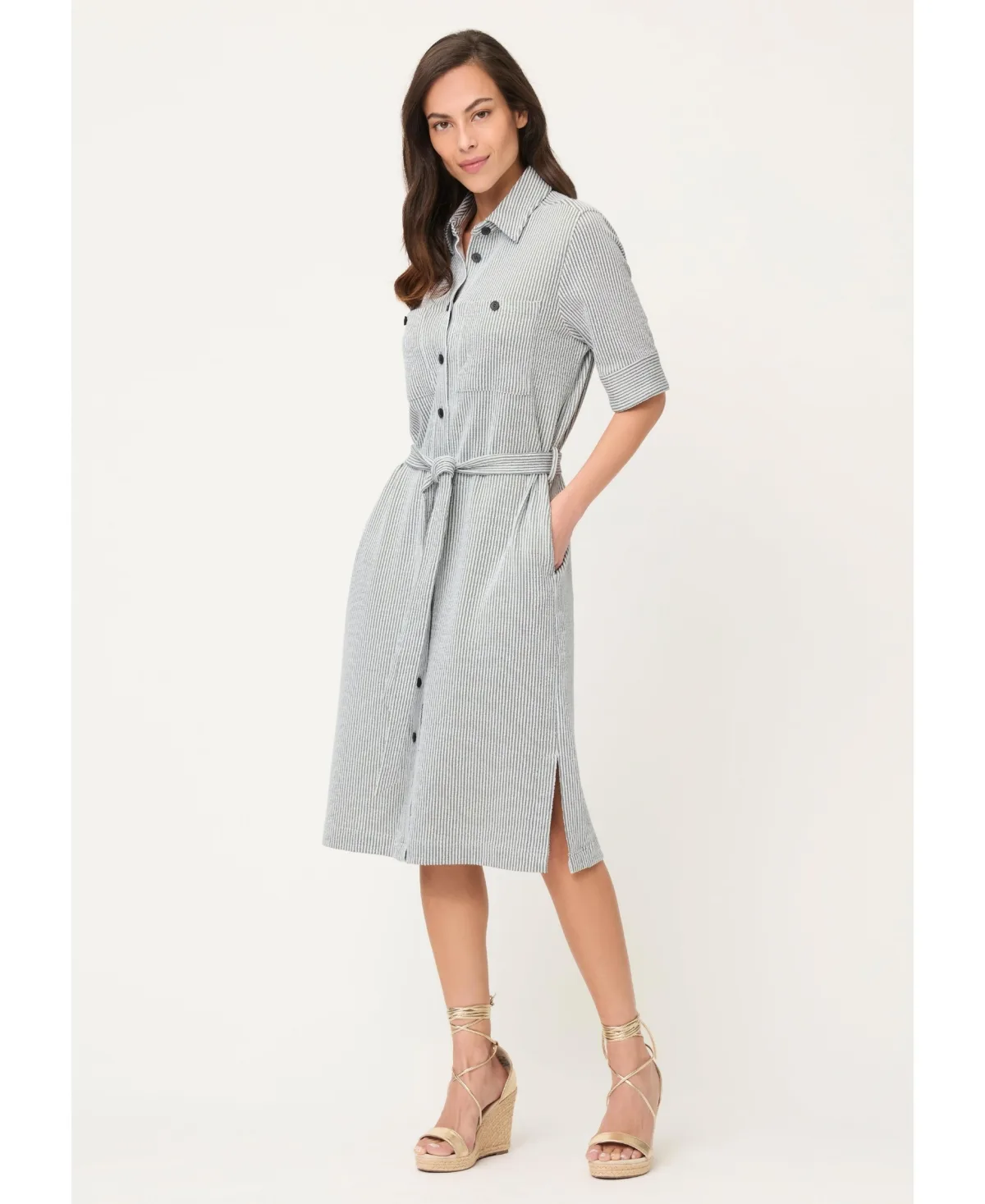Seersucker Shirt Dress by Olsen