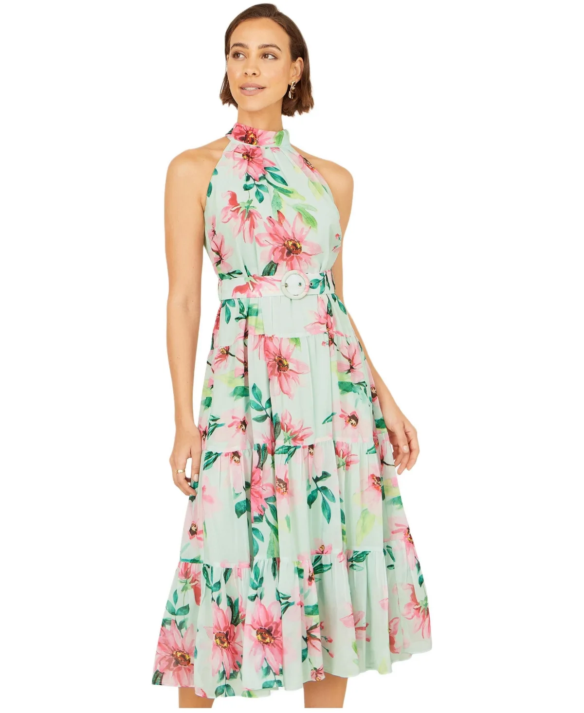 Floral Halter Neck Midi Dress