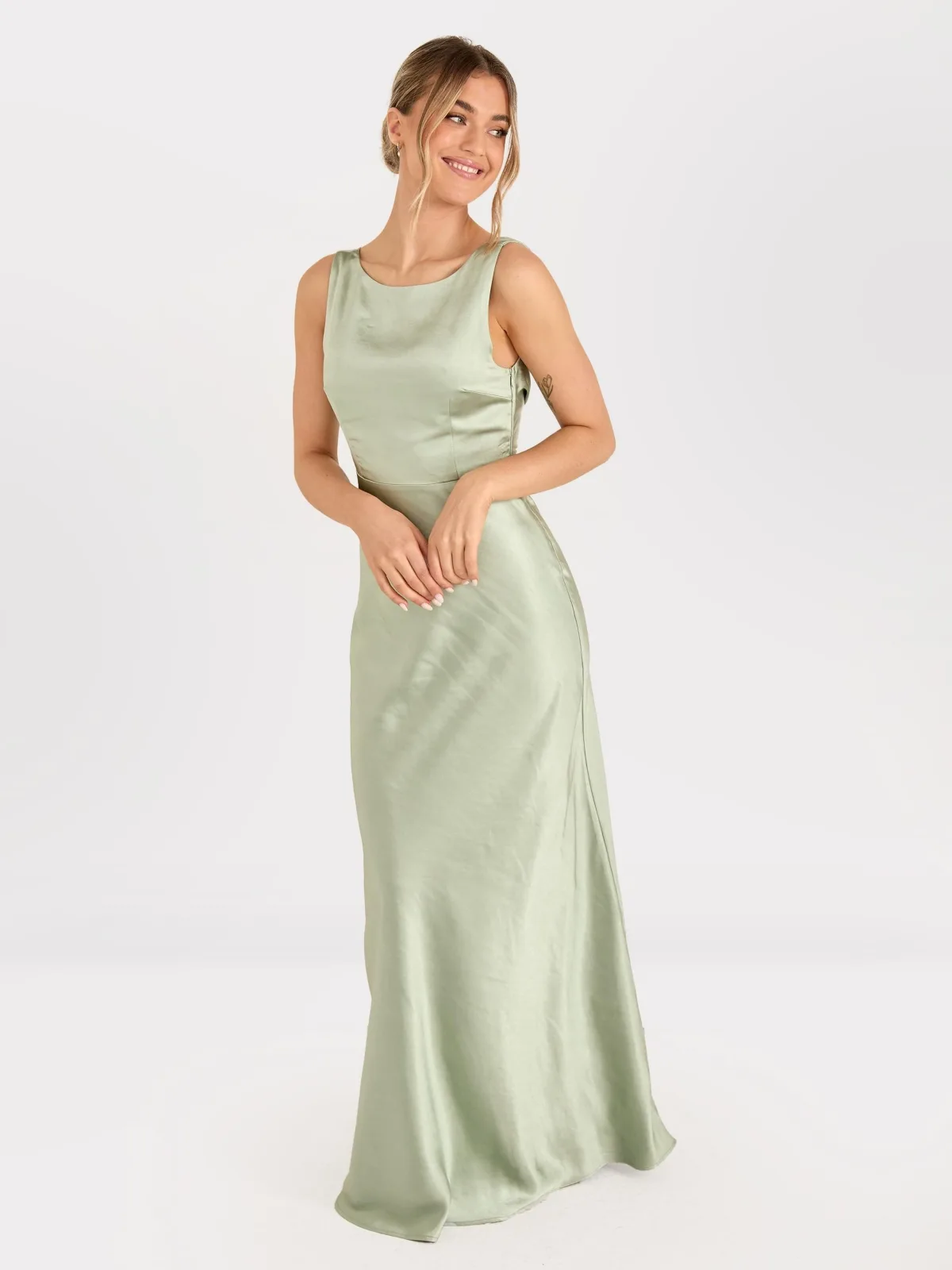 Cowl Back Satin Bridesmaid Dress by Six Stories