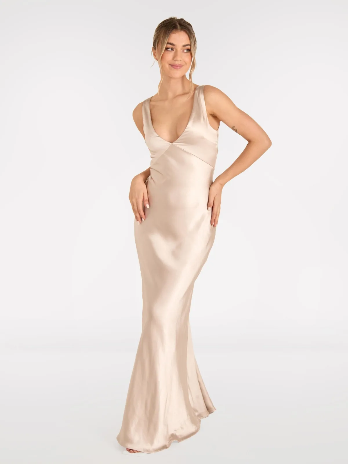 Twist Back Satin Bridesmaid Dress by Six Stories