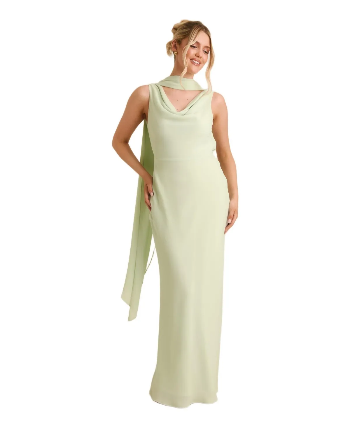 Plunge Cowl Chiffon Bridesmaid Dress by Six Stories