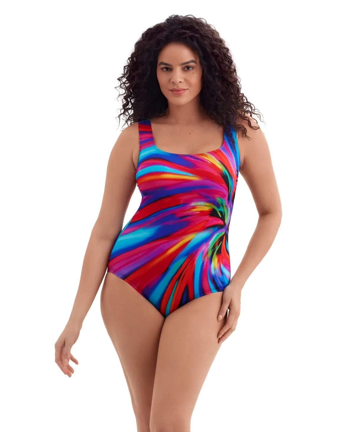 By Mimi Flamingo Zenon Panel Scoopneck Tank One Piece Swimsuit by Longitude