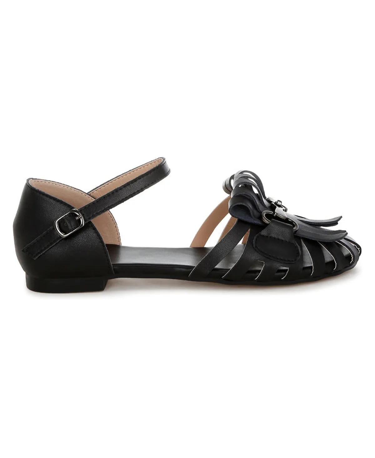 Ramita Horsebit Fringe Flat Sandals by Rag & Co