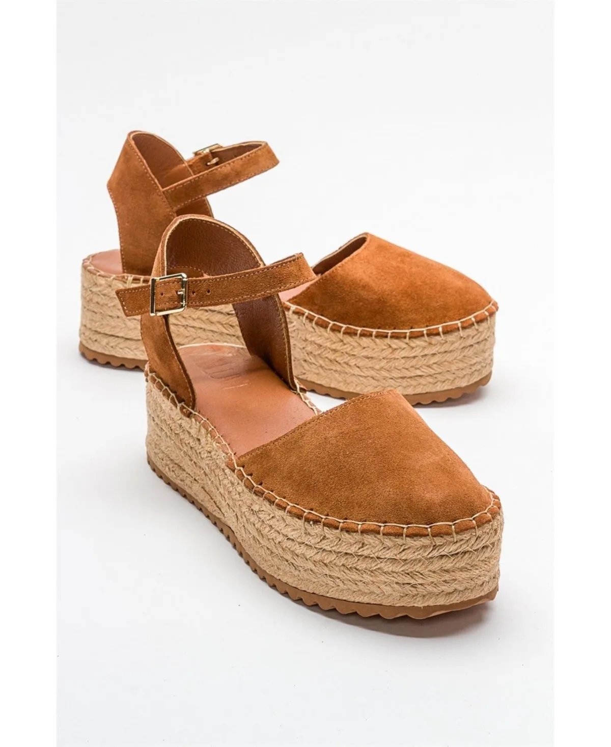 Viba Leather Espadrille Platform Wedge Sandals