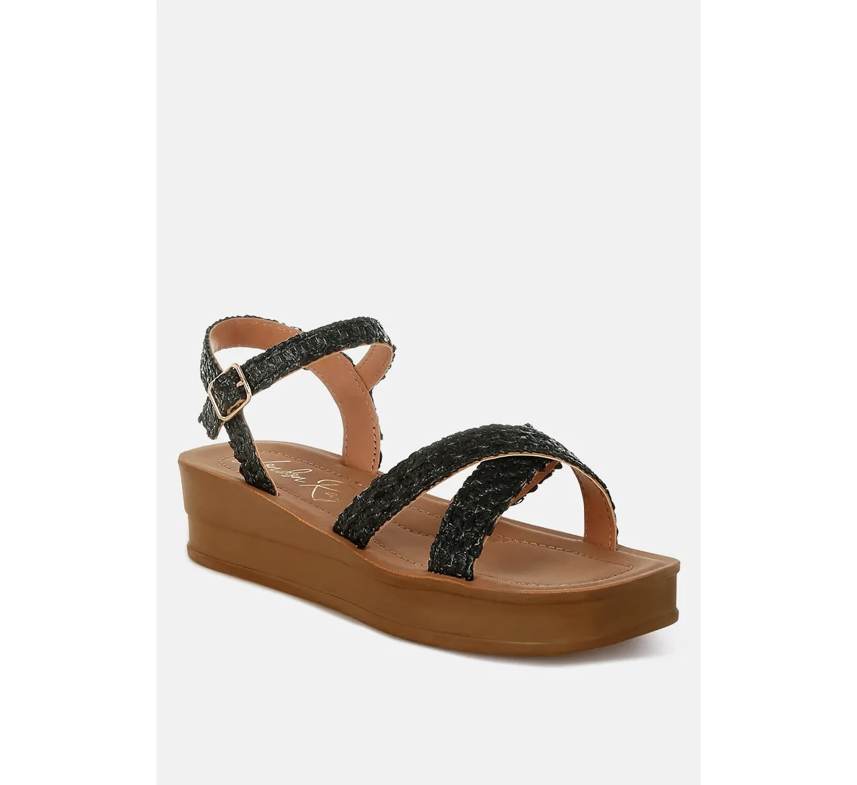 Sephone Woven Square Toe Wedges Sandals by London Rag