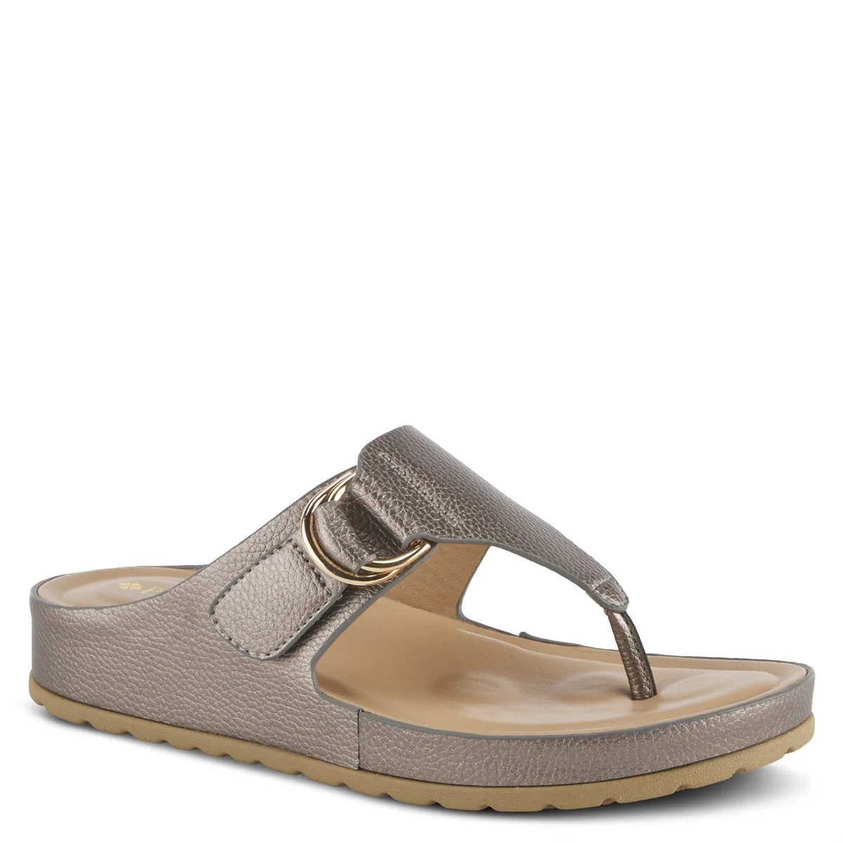 Rozeta Leather Toe Thong Slide Sandal with Buckle by Patrizia