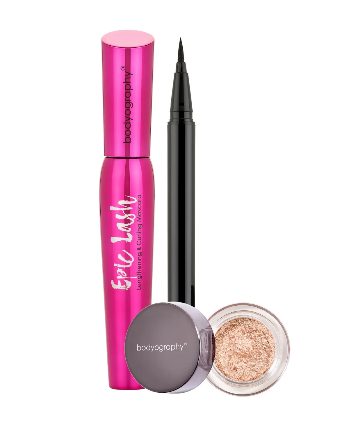 Liquid Liner, Glitter Eye Shadow, Mascara Bundle