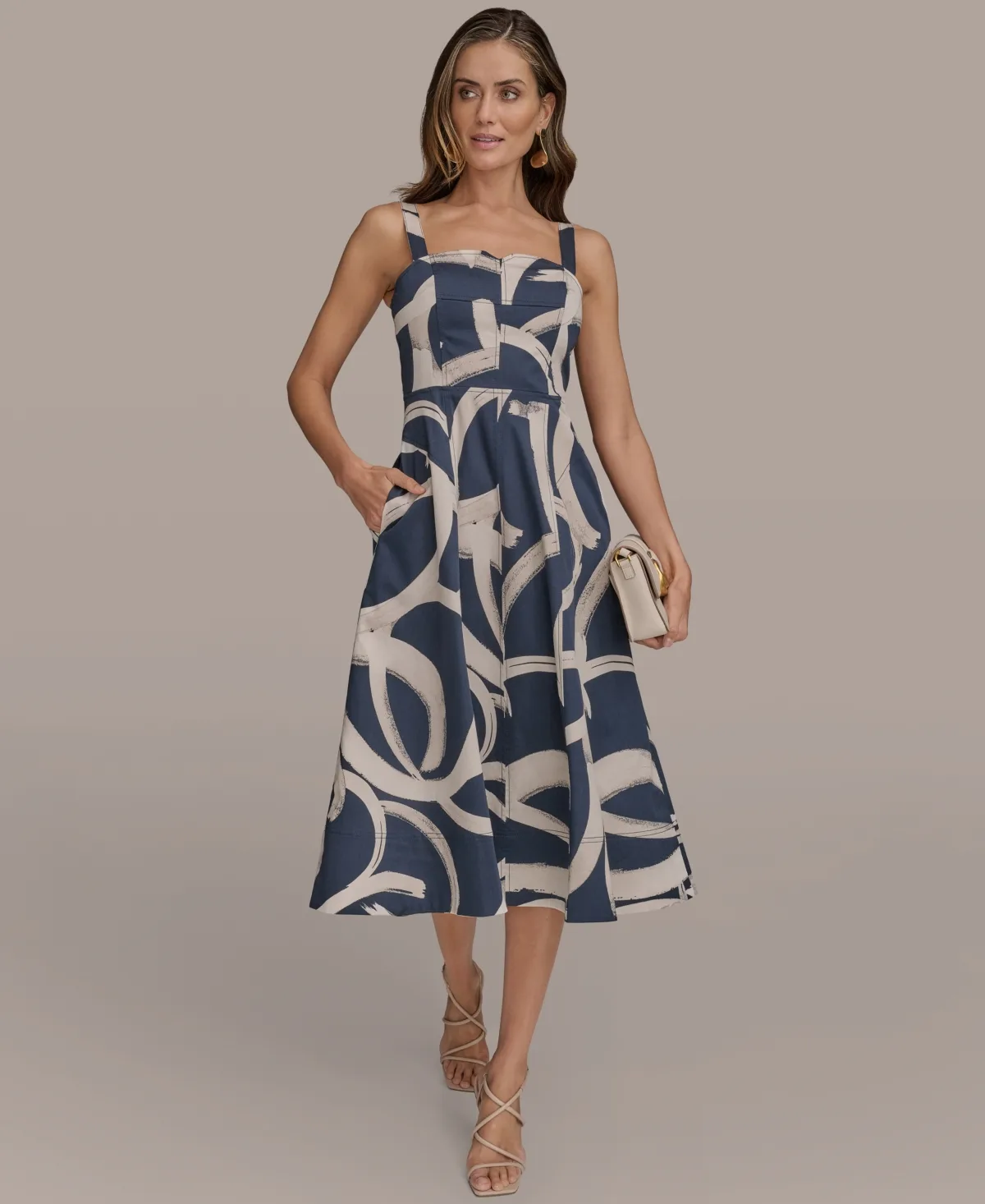 Printed A-Line Midi Dress