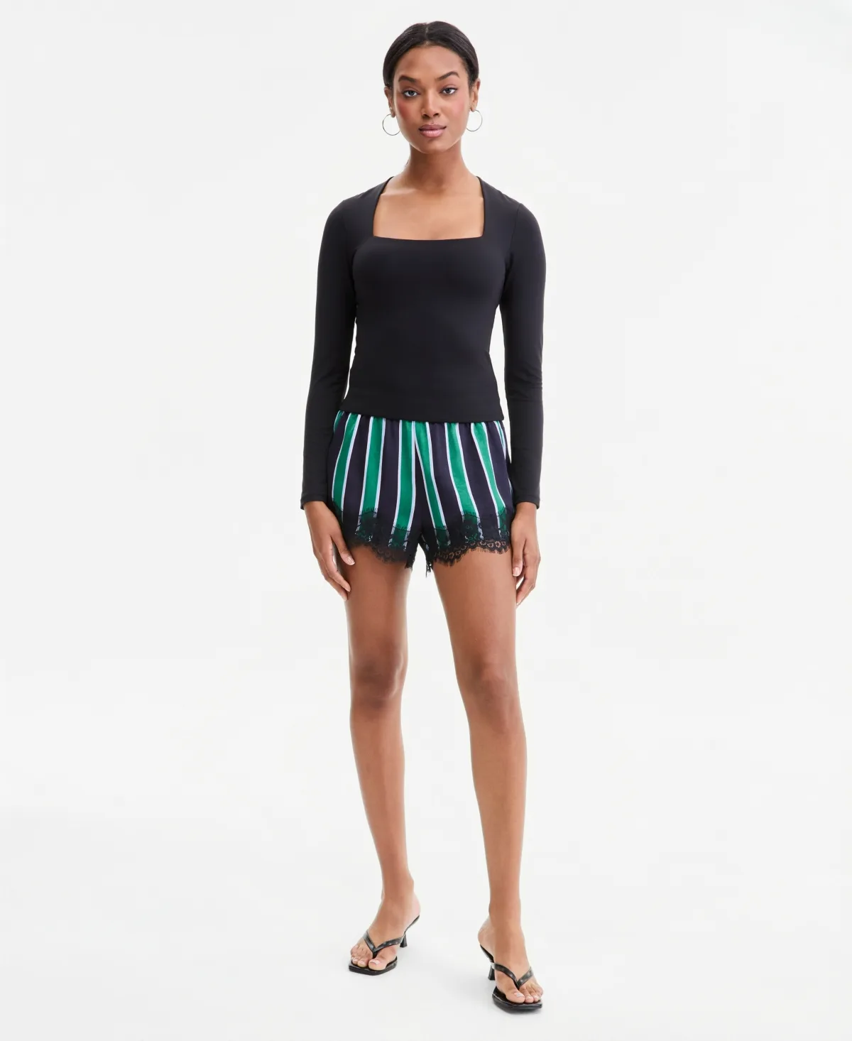 Lace-Trim Satin Shorts by Bar Iii