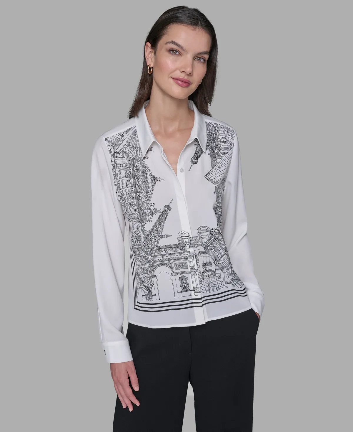 Paris Scene Woven Blouse by Karl Lagerfeld Paris